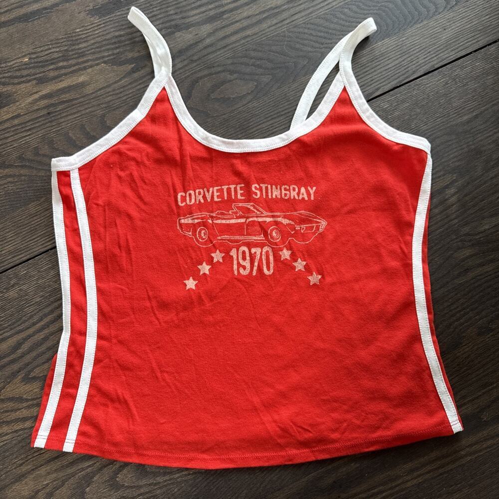 GM Official 1970 Corvette Stingray Tank Top red with white trim size 2X